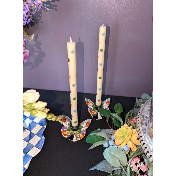 MacKenzie Childs Pastel Dots Dinner Candles 12" Set Of 2 Retired - Picture 2 of 3